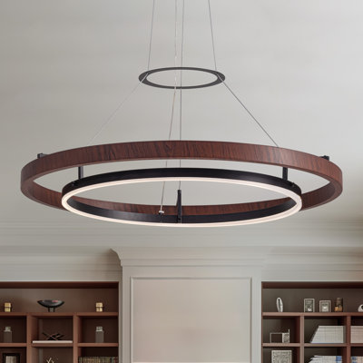 Lustre à intensité variable 1 lumière DEL avec télécommande Reiser, éclairage industriel rustique moderne