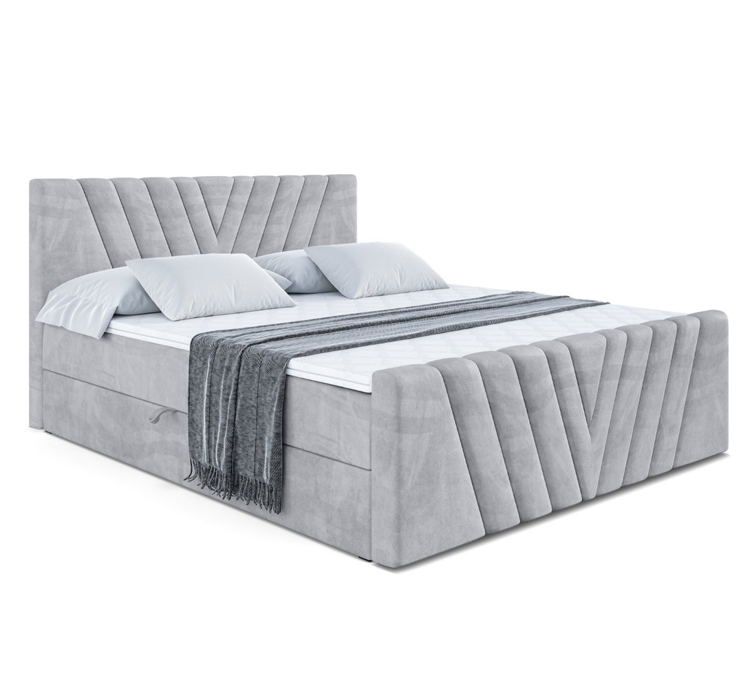 Boxspringbett mit H4 Multipocket-Matratze, Bettkasten und Topper