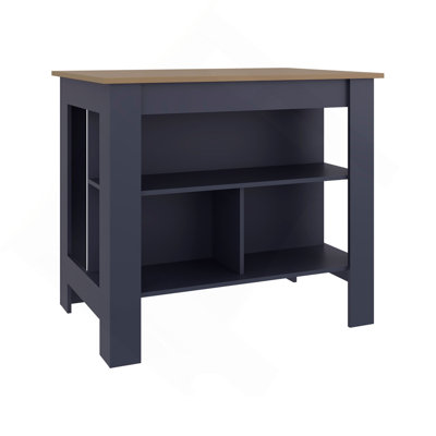Kitchen Island, Three Open Shelves, One Top Shelf, Four Legs, Modern Kitchen Decor And Organizer