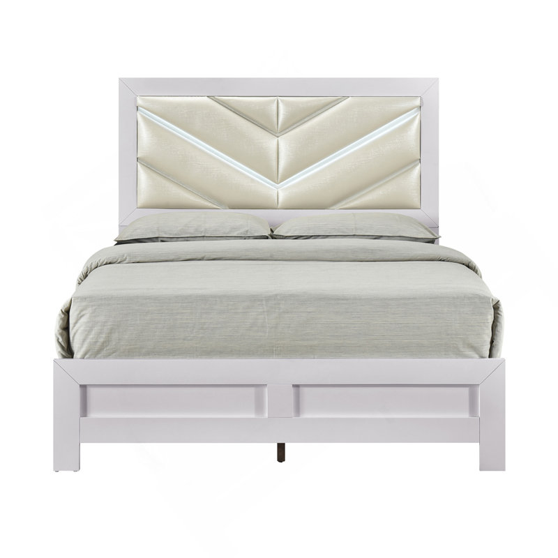 Lit double (matelas non inclus), blanc scintillant, Full