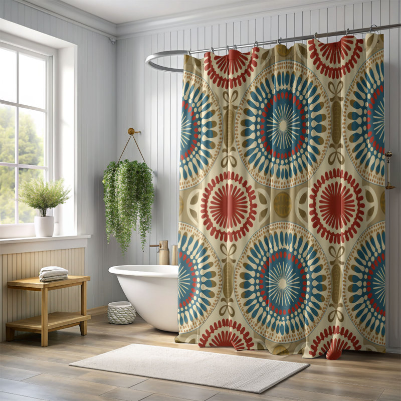 Boho Spirals - Rideau de douche Premium, H 74 po x l 71 po