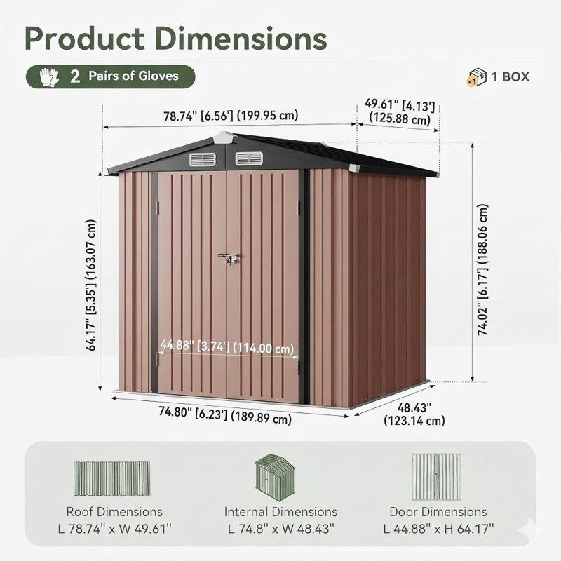 6 ft. W x 4 ft. D Metal Storage Shed