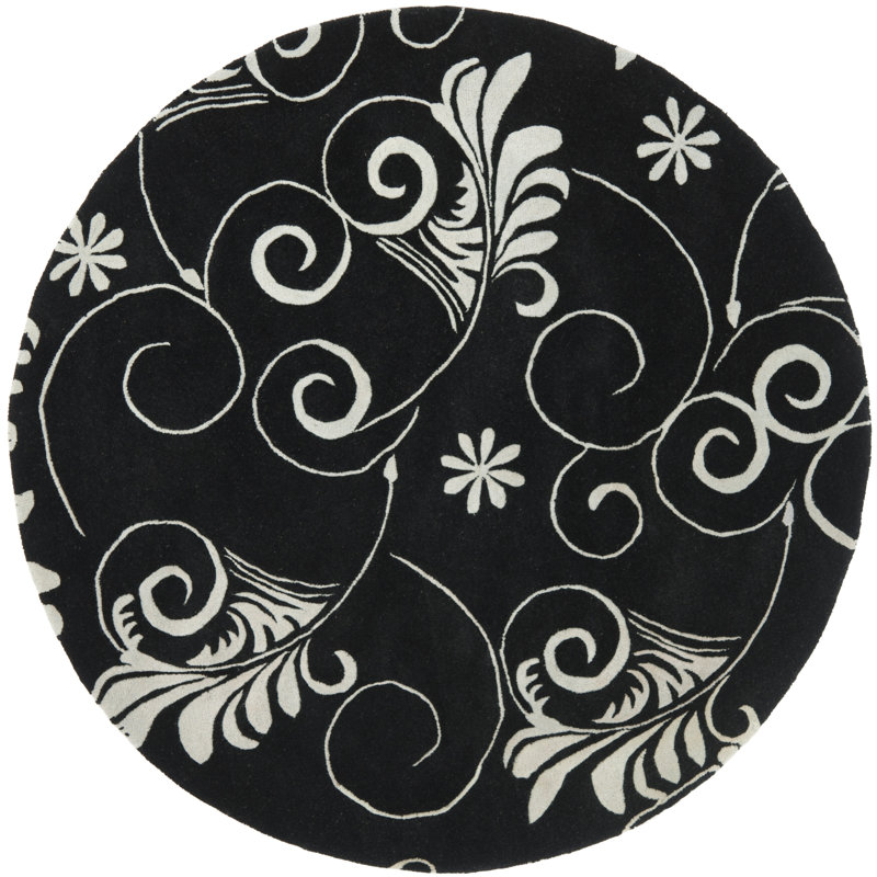 Tapis floral en laine touffeté à la main Avayah Soho, Rond 6 pi