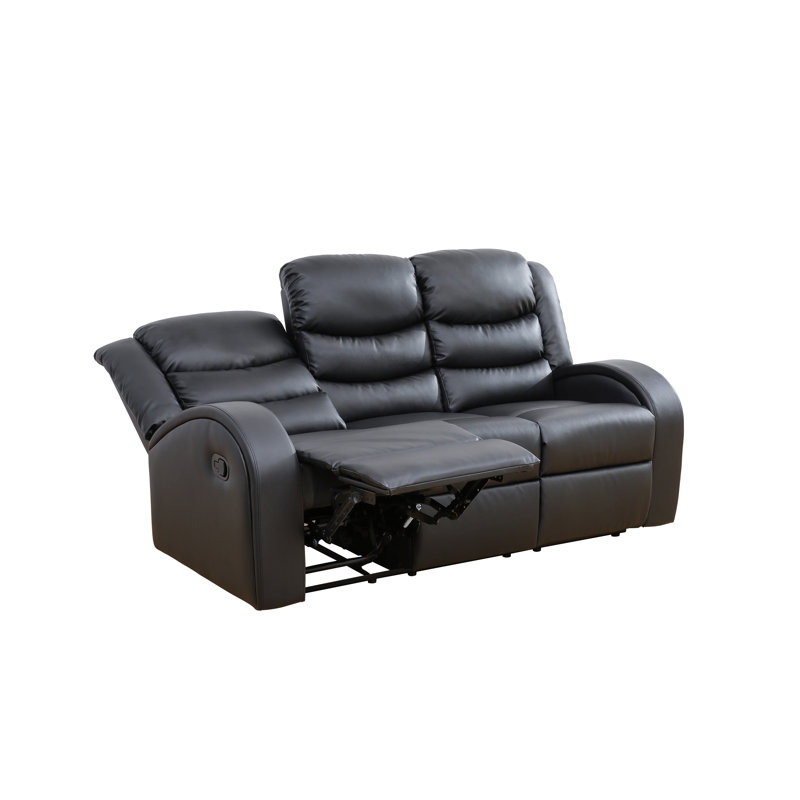 72" Luxcomfort Leather Reclining Sofa – Plush Seating For Ultimate Relaxation, Black