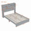 Lit plateforme en bois avec ports de chargement USB