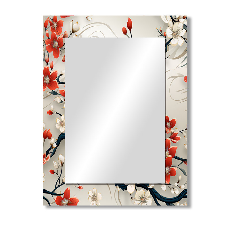 Saluda Asian Minimalisme - miroir oriental, miroir mural oriental unique, impression d'art en métal, 40 po x 30 po