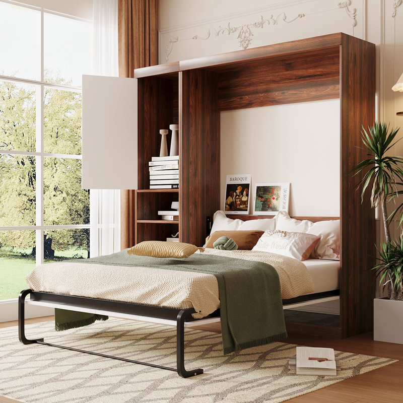 Lit escamotable double pleine grandeur avec armoire