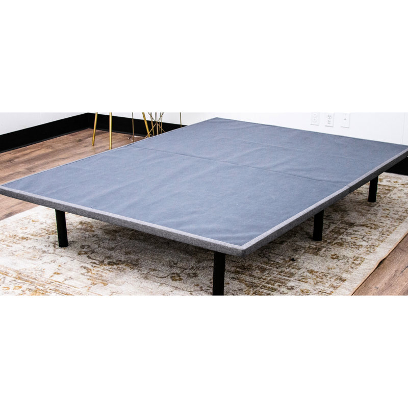 Twin Xl X Series Upholstered Platform Foundation - Modern Look, Adjustable Legs, 1000 Lbs Weight Support, Gray Upholstery, Steel, Foldable Hinged Design Woven, Leg Heights, Limit, Steel Construction,