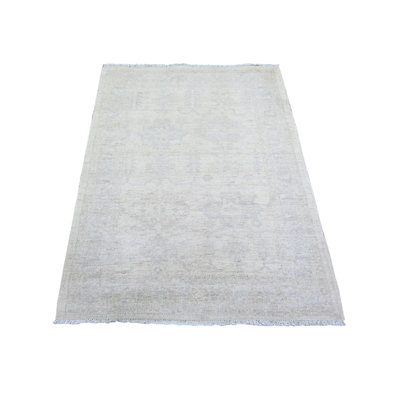 3'1"x4'10" White Wash Peshawar Wool Hand Knotted, Oriental Rug 366C8591067D410C8334B795D1C1A7AF