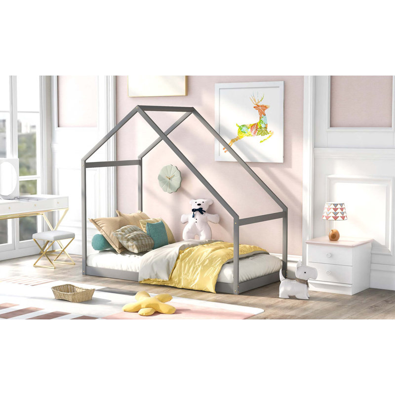 Lit en bois sans lattes, Simple, Gris