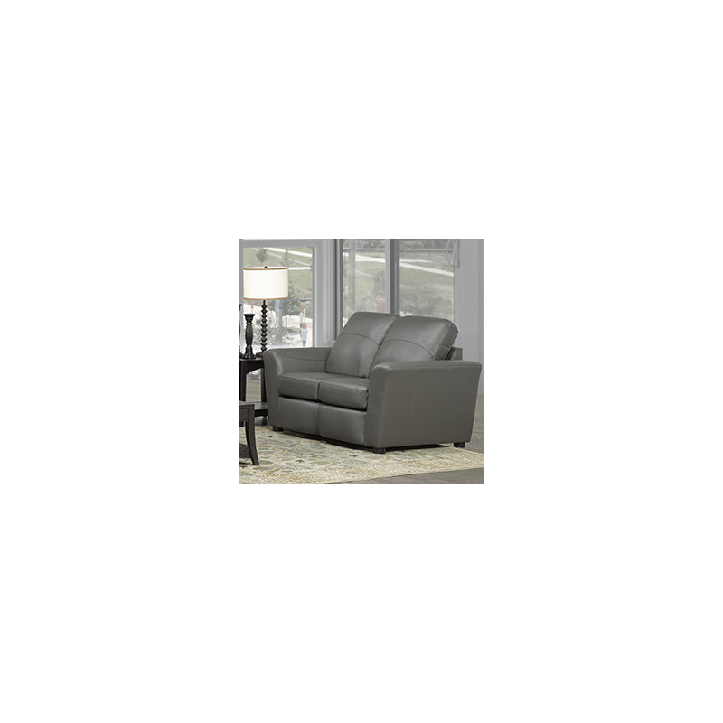 Lidiya Genuine Leather Flared Arm Sofa, Gray, 36" H x 64" W x 37" D