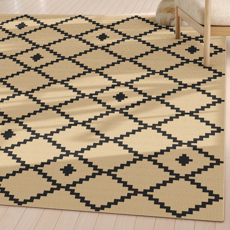 Well-Jute Akita Moroccan Lattice Flat-Weave Black Area Rug, Rectangle 7'10" x 9'10"