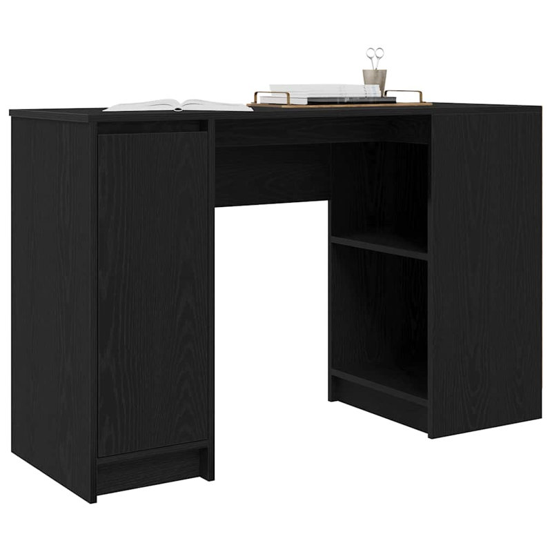 Desk 120X42x76 Cm Engineered Wood, Black Oak