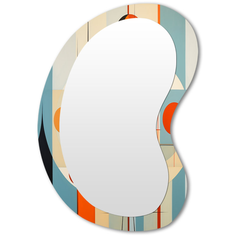 Serendipity Abstract Mid-Century Geometrics III - Irregular Abstract Modern Unique Wall Mirror, 31" x 22"