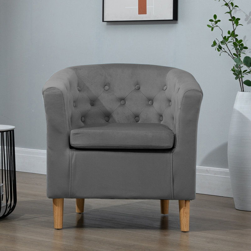 Tarbes Velvet Barrel Chair, Dark Grey