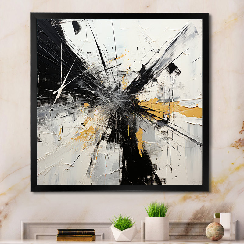 Vecteur lunaire noir et blanc, H 24 po x l 24 po x P 1 po, Cadre simple noir