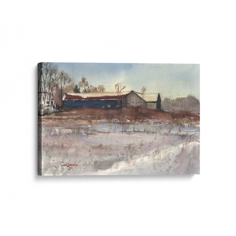 Impression sur toile, "Suffield Connection Barns" par Stephen Calcasola, H 36 po x l 48 po