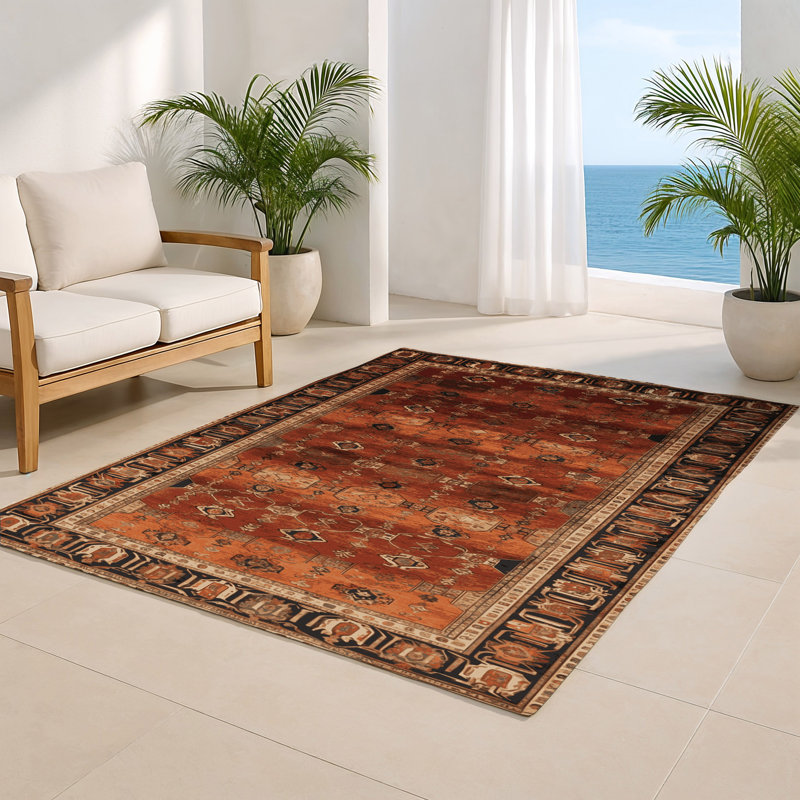 Persian Brown Indoor and Outdoor Area Rug, Rectangle 2' x 3'