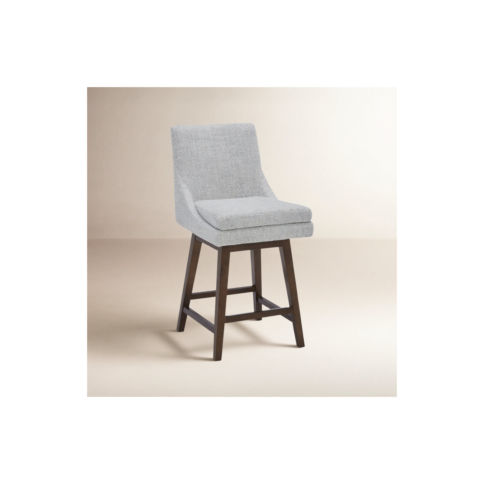 Upholstered Swivel Counter Stool (Set of 2), Nathan Gray Heathered/Walnut
