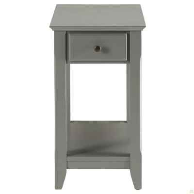Grey Accent Table With Bottom Shelf