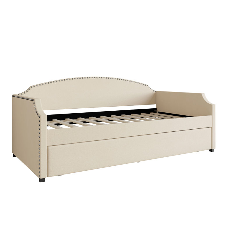 Lit de jour simple rembourré Gerrod, Beige