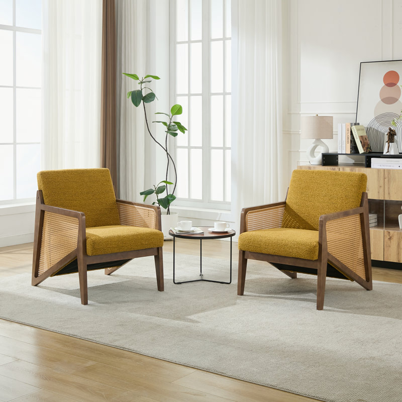 Karoll Chisara Upholstered Armchair, Yellow, 2