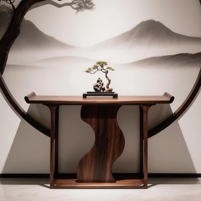 Console en bois massif de style médiéval, H 33,4 po x l 47,2 po x P 14,9 po
