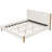 Premium King Boucle Upholstered Bed Frame with Thick Headboard & Wood Legs, White