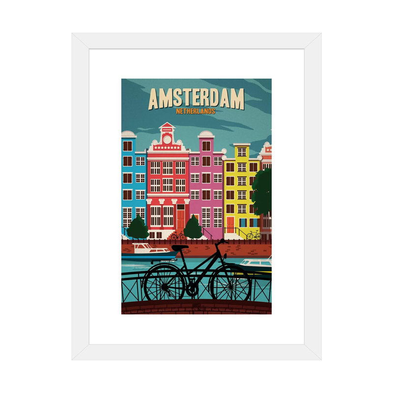 «Amsterdam» par IdeaStorm Studios, impression sur toile tendue, H 24 po x l 16 po x P 1 po, Papier encadré blanc