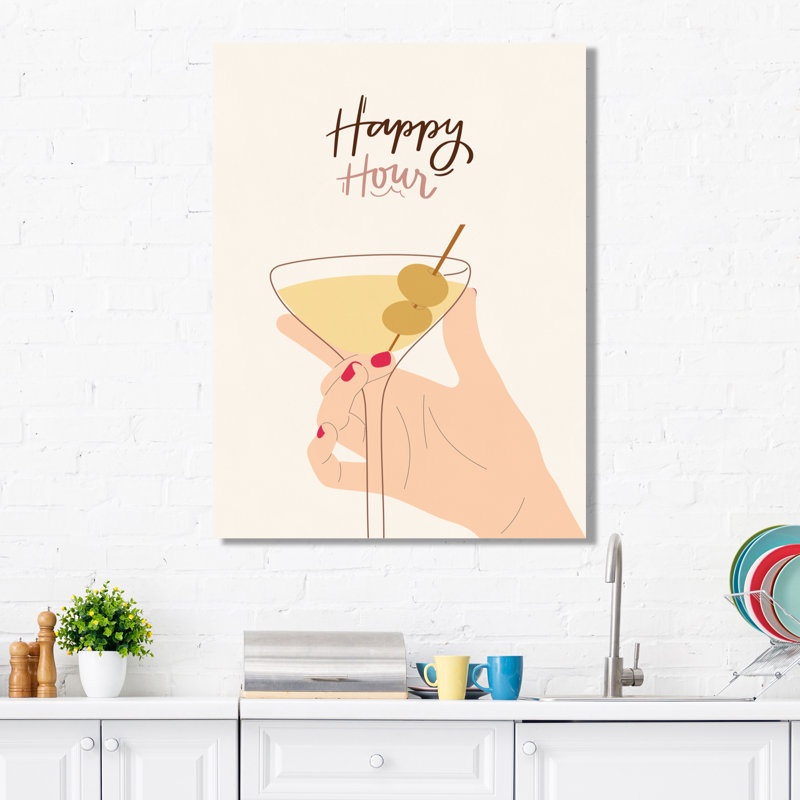 Happy Hour Martini - Art mural cocktails, Toile tendue, H 20 po x l 12 po