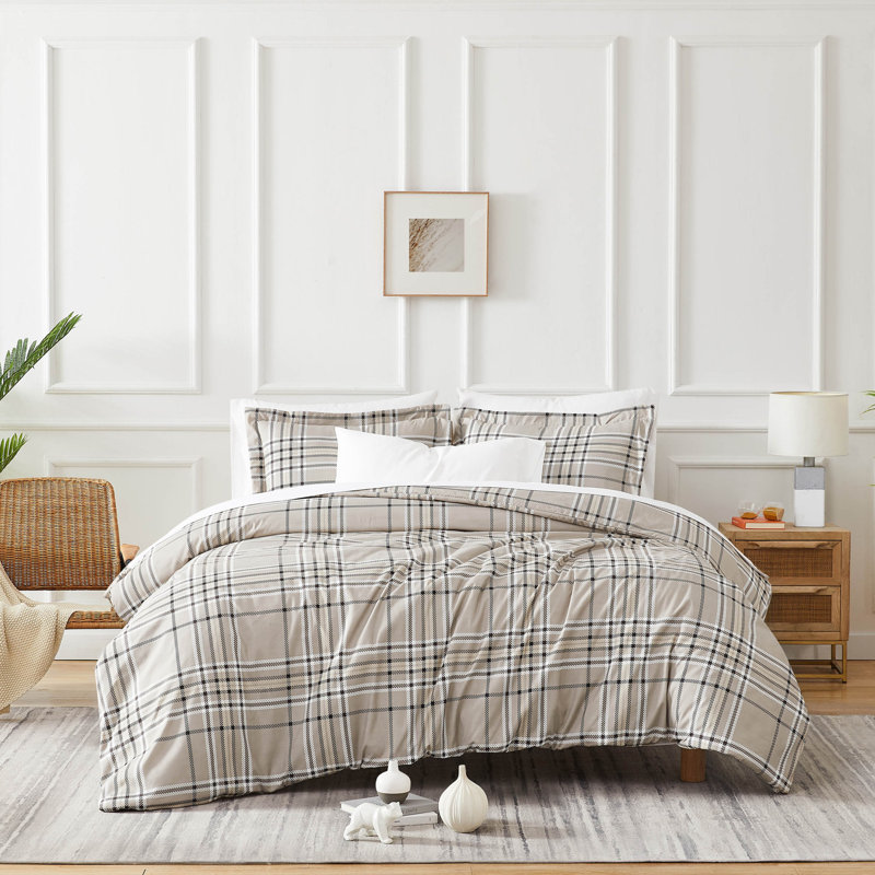 Vilano Plaid Oversized Microfiber Duvet Cover Set by Southshore Fine linens, Twin/Twin XL Duvet Cover + 1 Standard Sham