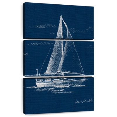 Voilier Mehar sur toile de jute bleue I