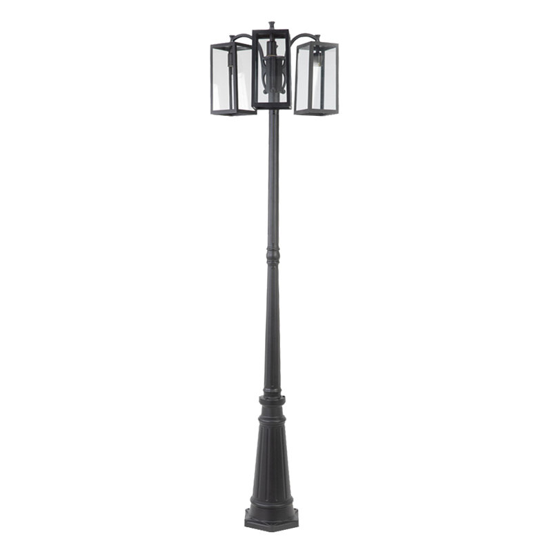 Lampadaire noir câblé à 3 lumières H 78,74 po (double)