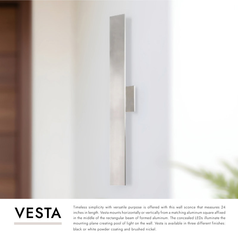 Vesta 1 - Light LED Wallchiere, Black, 36" H x 5.125" W x 2.375" D