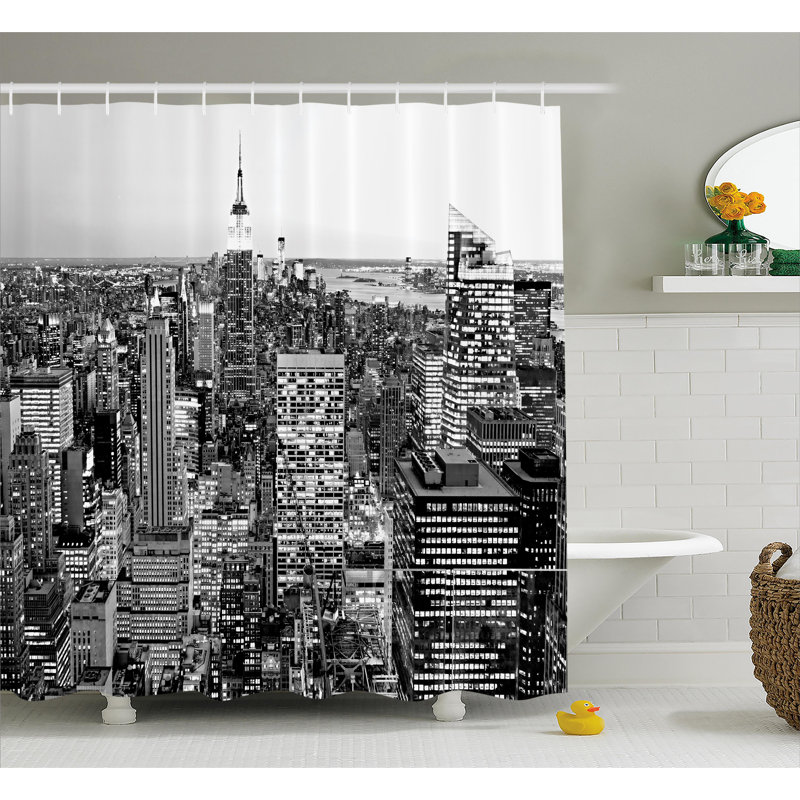 Bequette Mixed Shower Curtain with Hooks Included, 69" H x 105" W