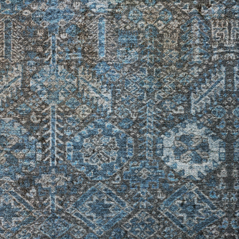 Premium Machine Washable Dream Shag ADS574 Bohemian Rug, Blue, 5' x 7'6"
