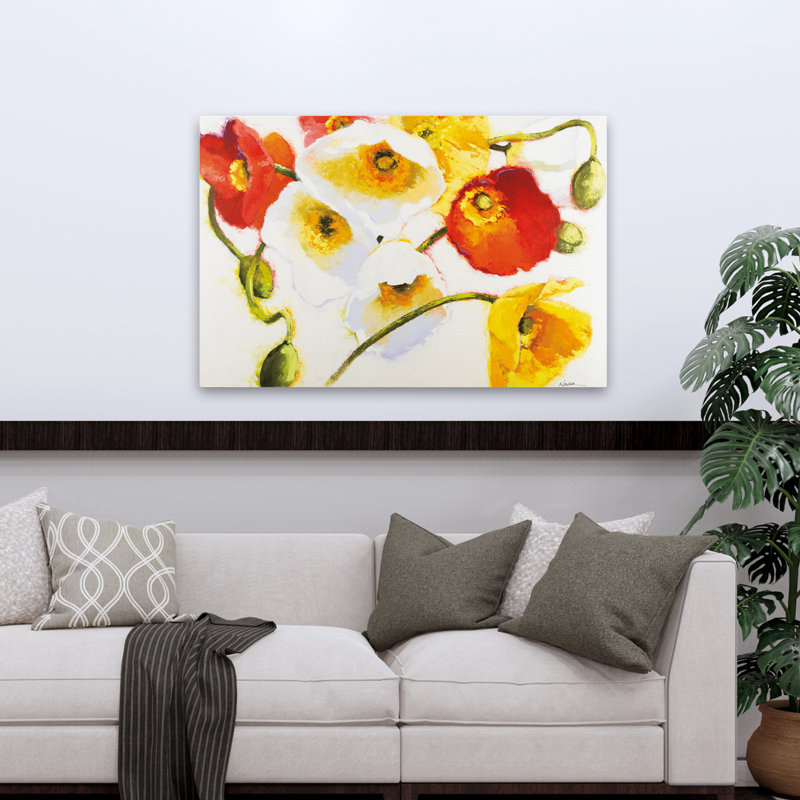 Fleurs ensoleillées contemporaines à fleurs ensoleillées, H 48 po x l 32 po