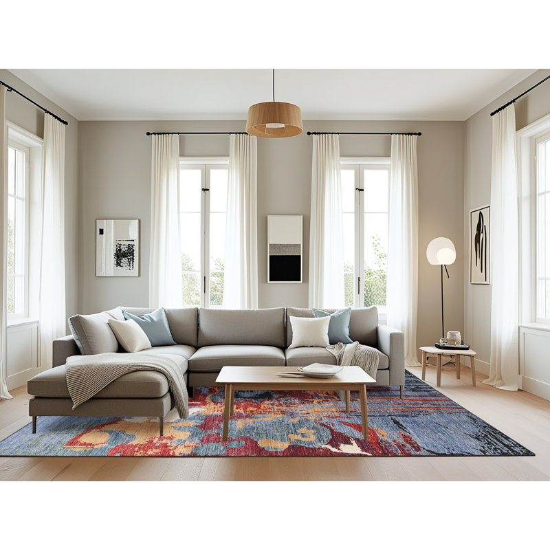 Tapis oriental rouge / bleu / beige Caldello, Rectangle 8 pi x 12 pi