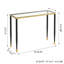 Large console moderne en verre glamour de 39,76 po avec bordure cannelée en métal Sorem et plateau en verre trempé Sorel