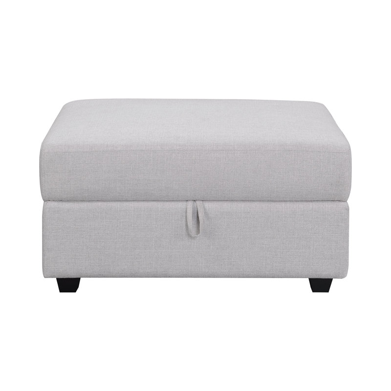 Repose-pieds carré avec rangement Scilla, 100% polyester gris