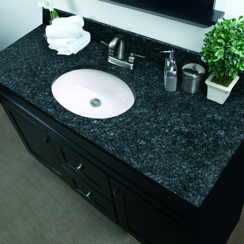 Plateau de meuble-lavabo simple 49 po avec lavabo, Centres de 4 po, Perle bleue