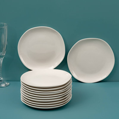 EARTH - IVORY Premium Porcelain Flat Dinner Plate | Uneven Shape | Microwave & Dishwasher Safe