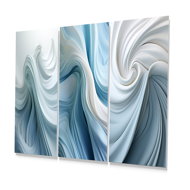 Ensemble de salon en métal blanc et bleu Zen Zephyr Spiral - Abstract Spirals, H 32 po x l 48 po