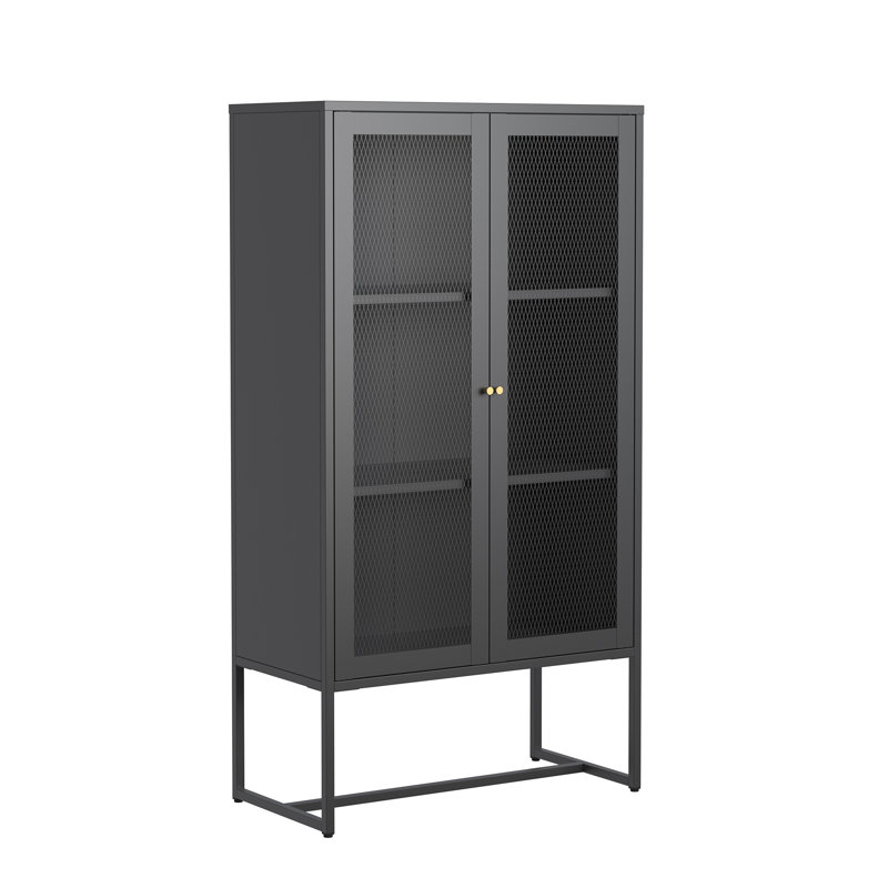 Bentley 59.11-inch Black Two Door Metal Storage Cabinet with Mesh Doors