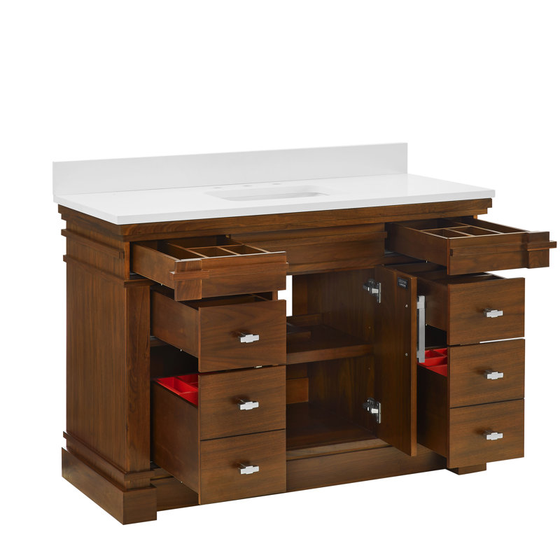FLW Harmony 36 Wood Sink Vanity, Walnut, 48