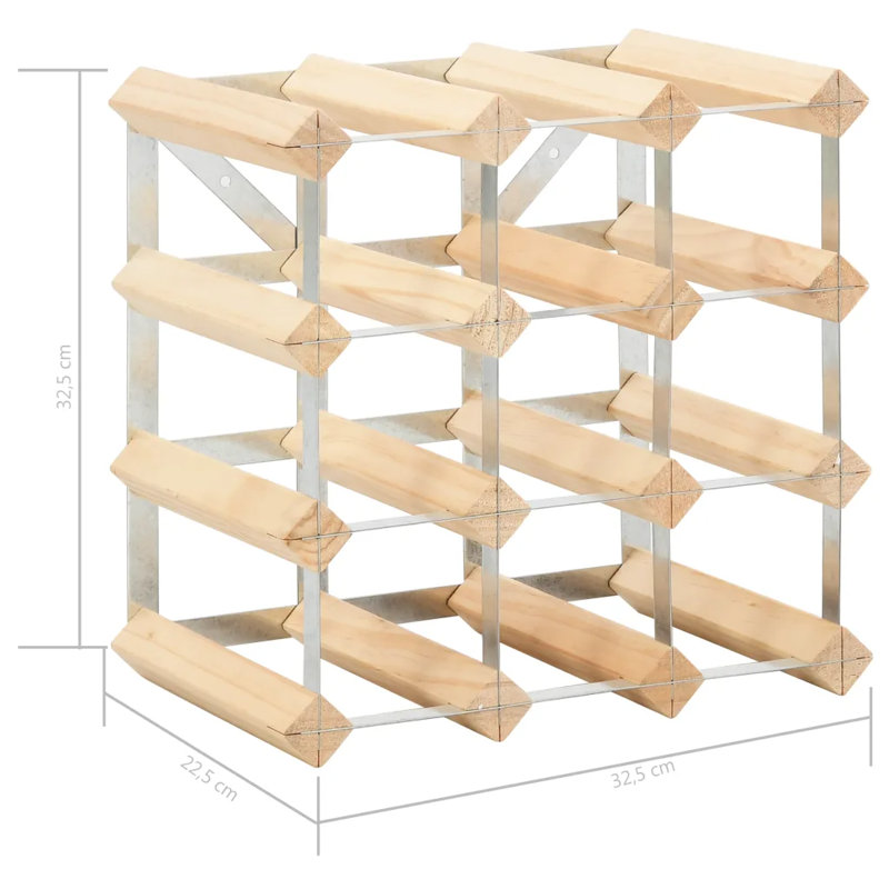 Atkison Wall Mounted Wine Bottle Rack, Natural/Silver