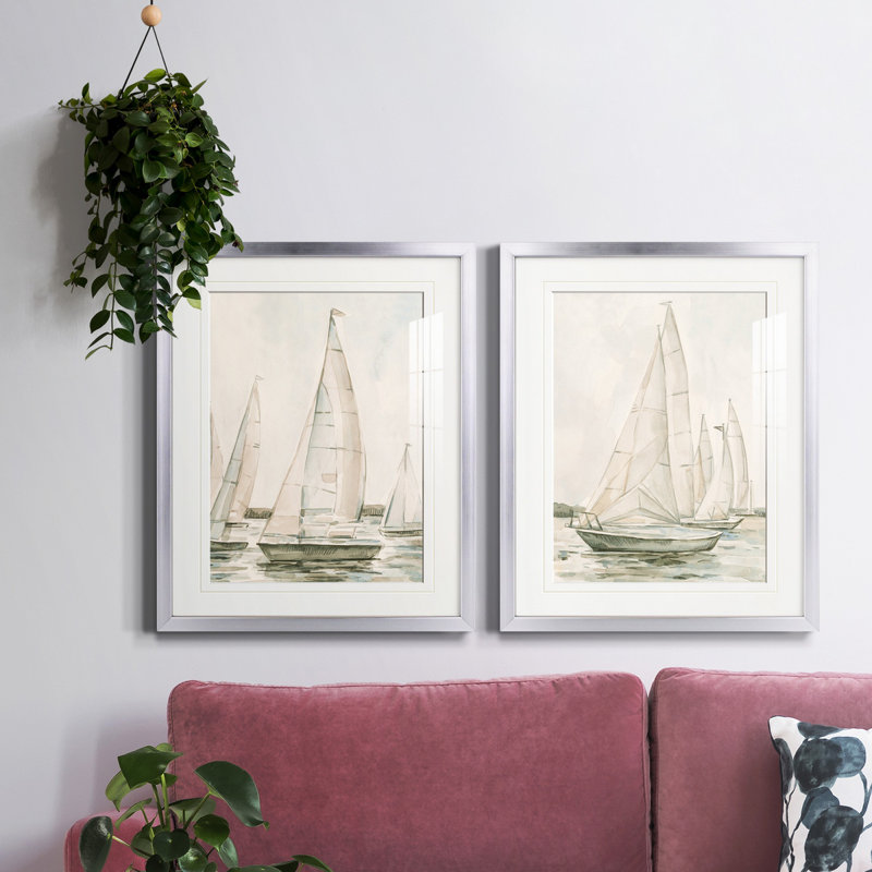 «Sail Scribble I», reproduction encadrée de qualité supérieure, prête à être accrochée