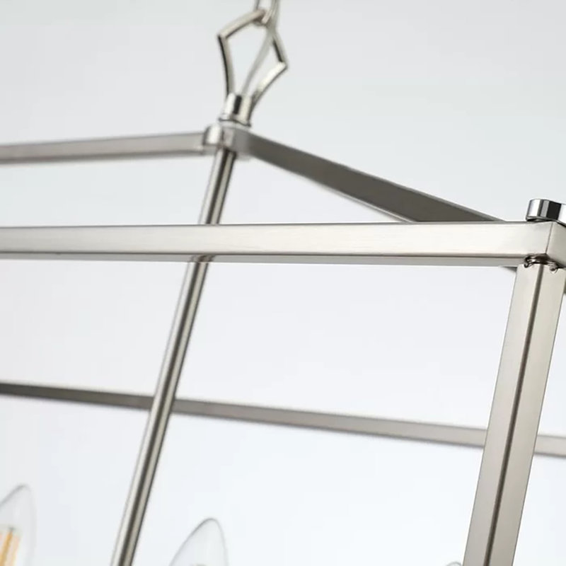 Lustre linéaire à 6 lumières en acier à intensité variable avec plafond incliné Callie L 49 po, Argent argent