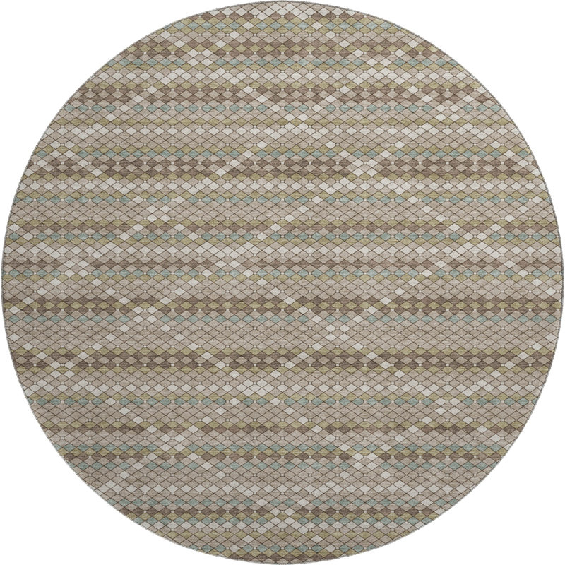 Premium Machine Washable Elize AMF1436 Lattice Rug, Round 8'