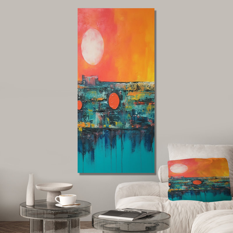 «Minimalisme, coucher de soleil bleu Étreinte I», art mural minimalisme, Toile tendue, H 60 po x l 40 po